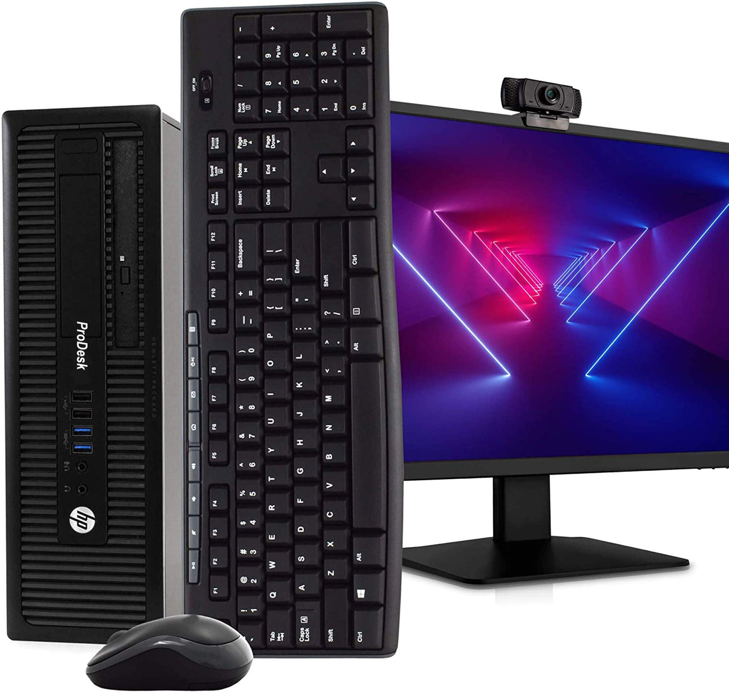HP SFF Computer Desktop PC Intel i5 16GB RAM 512GB SSD New 22-inch FHD LED MonitorWebcam 16GBFlash DriveWireless Keyboard & Mouse DVD WiFi Windows 10 Pro (Renewed)