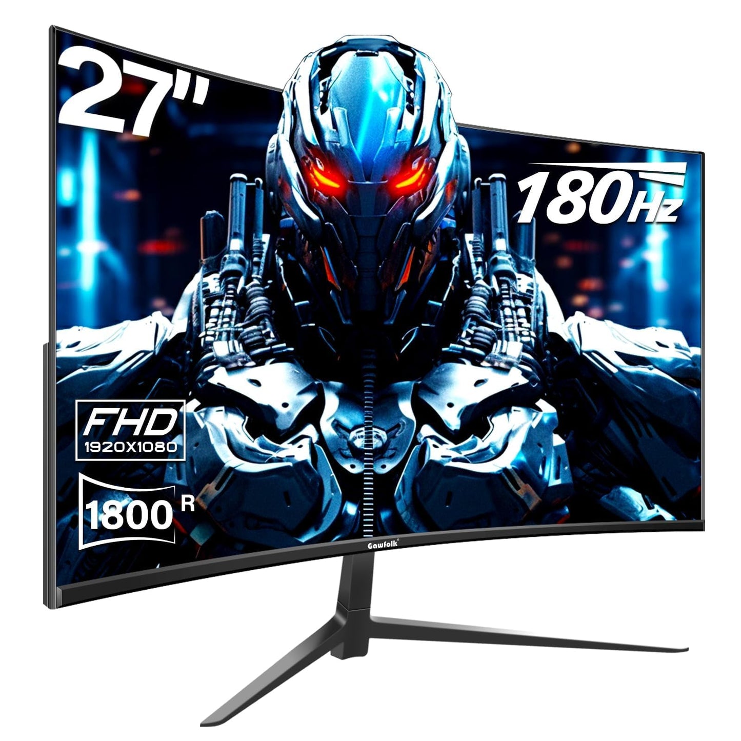 Gawfolk 27 inch Curved Gaming Monitor144Hz/180Hz PC Monitor Full HD 1080P Frameless 1800R Computer Display with FreeSync & Eye-Care Technology Wall Mountable DP HDMI Port (Black)