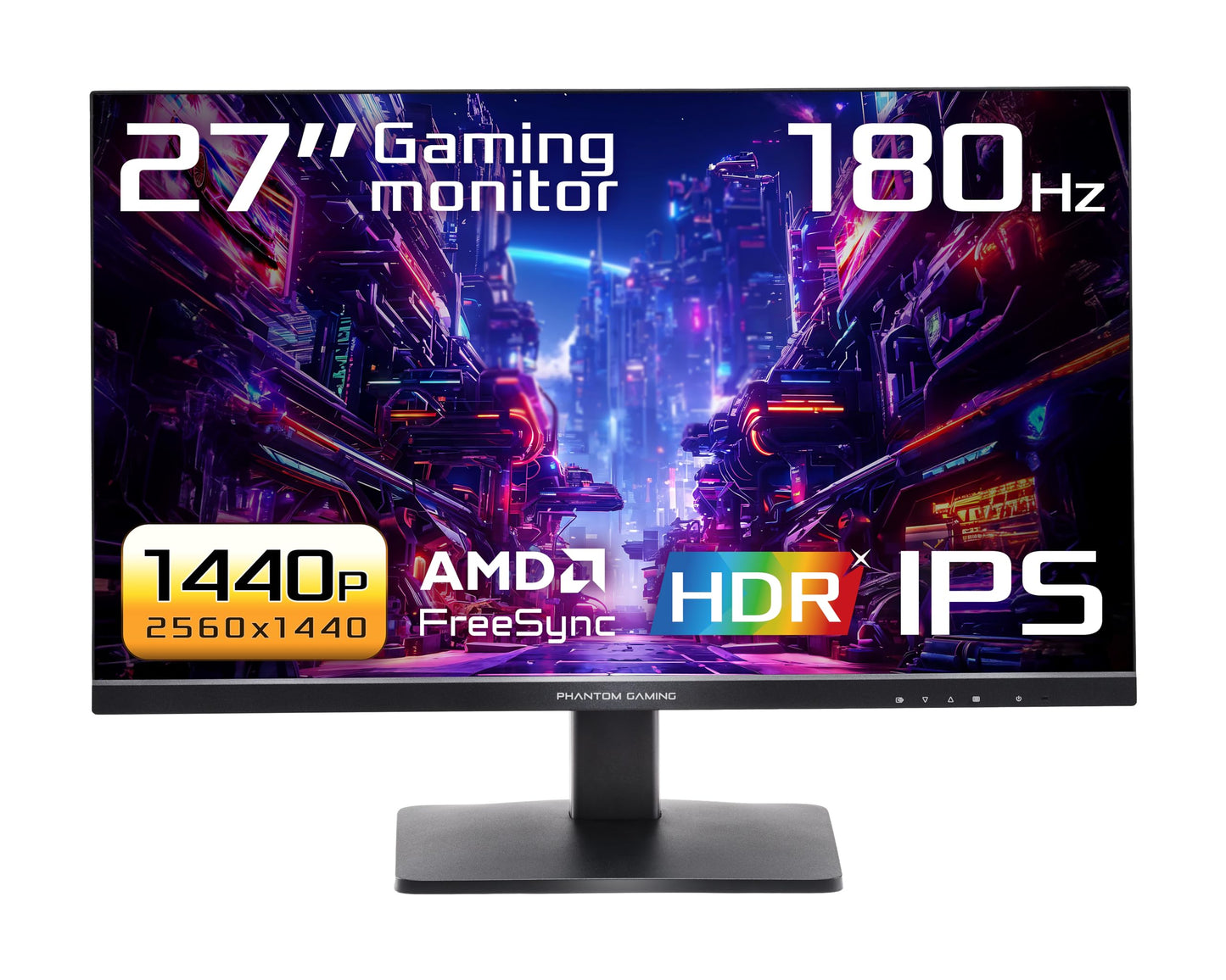 ASRock 27-inch 180Hz Gaming Monitor 1ms VESA DisplayHDR 400 Flicker Free & Low Blue Light Technology DisplayPort HDMI AMD FreeSync Build-in Speakers Eye Care Tilt Adjustment (PG27QFT1B)