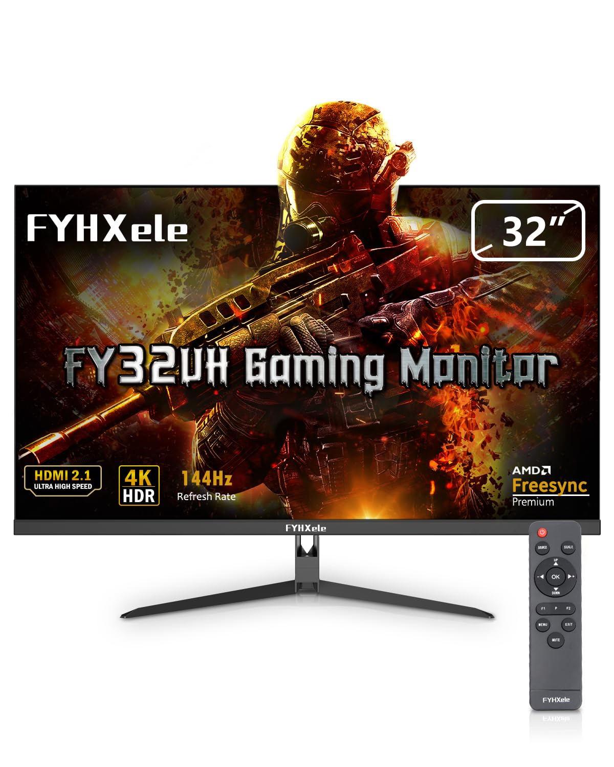 FYHXele 4K Gaming Monitor 144Hz 32inch Fast UHD IPS Computer Monitor 1ms VESA Mountable DSC, Built-in Speakers Free-Sync 1xDP1.4 1xHDMI2.1 1xHDMI2.0 1xUSB-C USB Hub 95% DCI-P3 HDR400