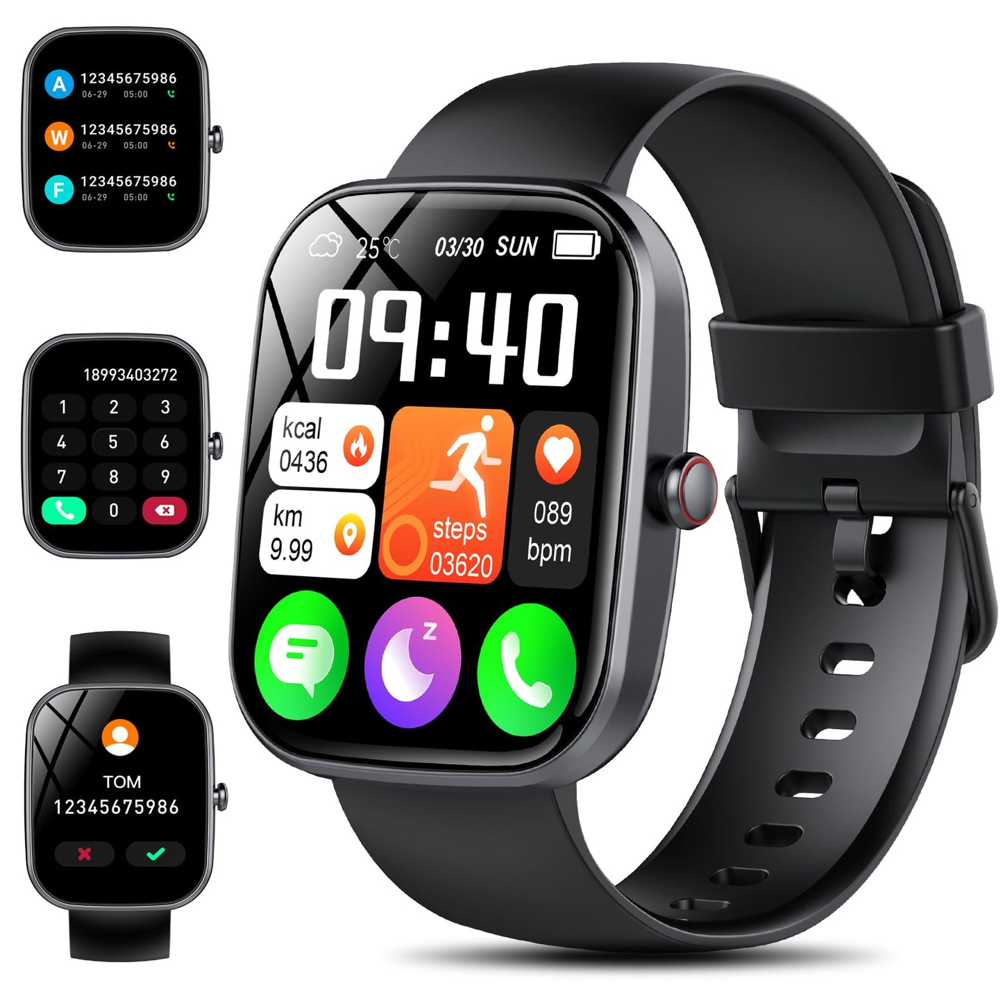 Smart Watch for Men/Women with Call/Text Reminder 1.91" HD Touch Screen Fitness Watch with 113+ Sport Mode Activity Tracker Heart Rate/Sleep/Spo2/Steps/Calories Monitor Smartwatch for Android iOS