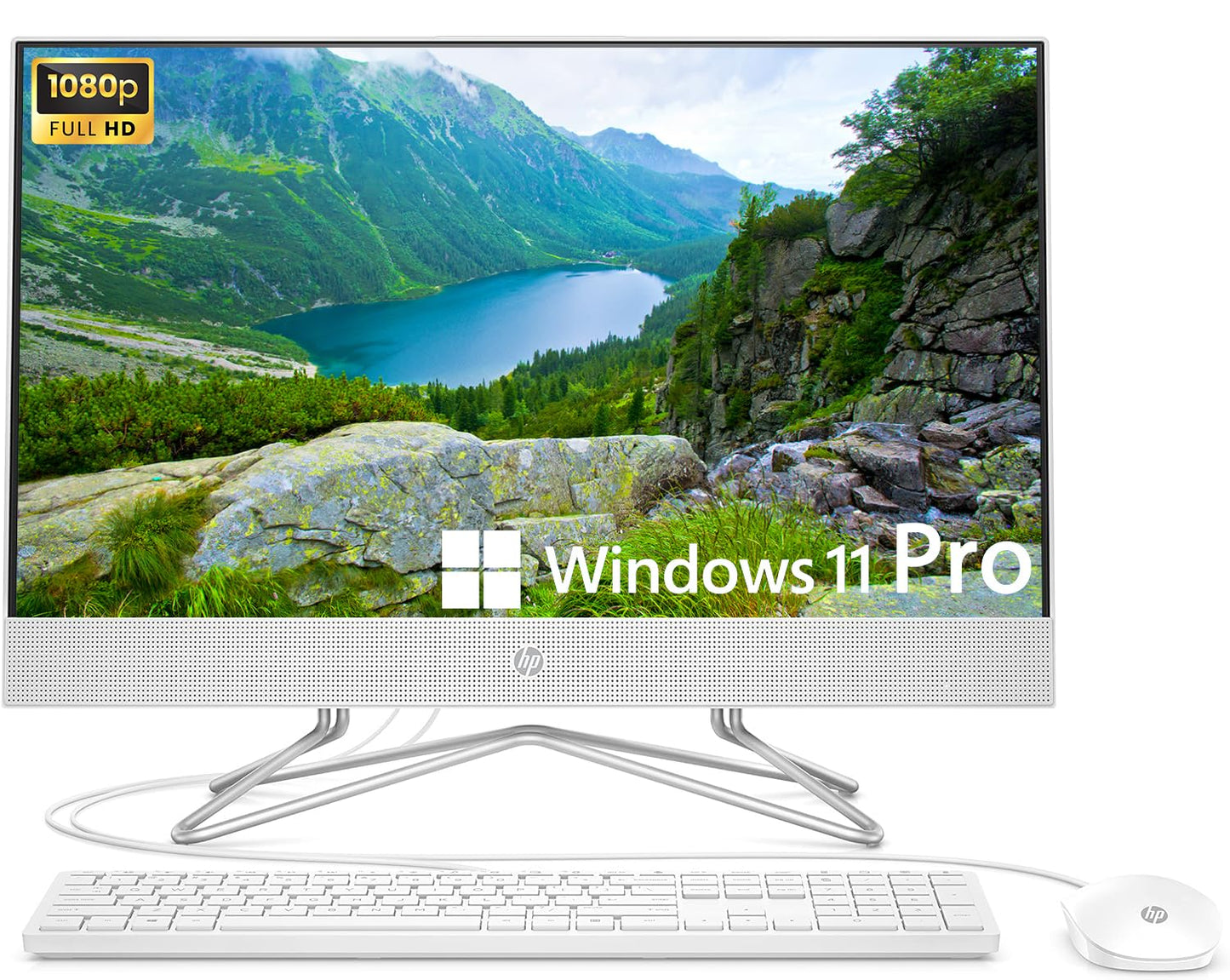 HP All-in-One Desktop Computer 21.5" FHD Display Intel Celeron J4025 Processor 16GB RAM 256GB SSD Webcam HDMI RJ-45 Wired Keyboard&Mouse Wi-Fi Windows 11 Pro