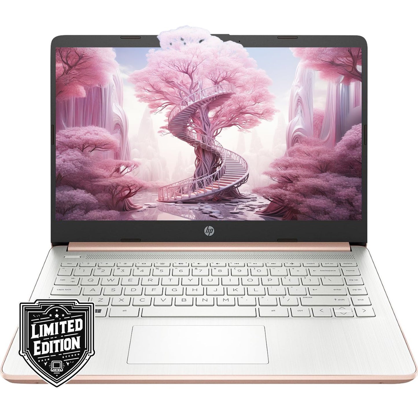 HP 14" HD Laptop | Back to School Limited Edition with 1 Year Microsoft 365 | Intel Quad-Core Processor | 16GB RAM | 576GB Storage | Long Battery Life | Rose Gold | w/WOWPC Bundle | Windows 11