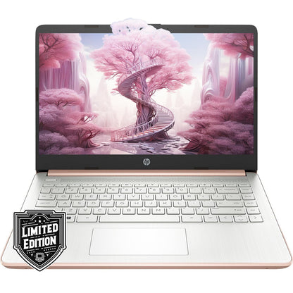 HP 14" HD Laptop | Back to School Limited Edition with 1 Year Microsoft 365 | Intel Quad-Core Processor | 16GB RAM | 576GB Storage | Long Battery Life | Rose Gold | w/WOWPC Bundle | Windows 11