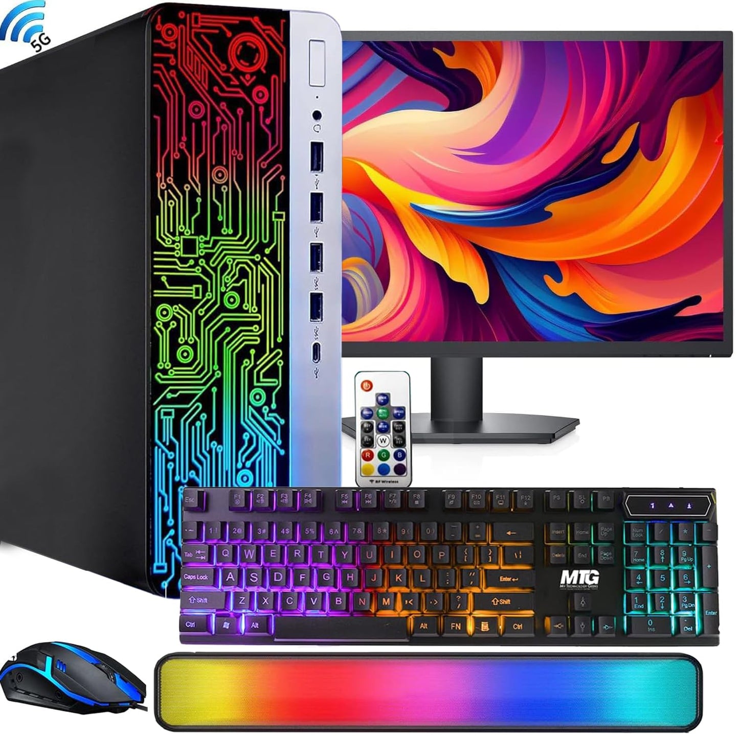 HP ProDesk Desktop RGB Computer PC Intel i5-6th Gen. Quad-Core Processor 16GB DDR4 Ram 256GB SSD 22 Inch Monitor Gaming Keyboard and Mouse Built-in WiFi Win 10 Pro (Renewed)