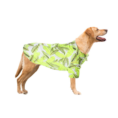 Harikaji Dog Hawaiian Shirt Summer Pet Clothes Large Dog Cool Costume Beach T-Shirt for Medium Large Dog (Yellow Leaves3XL)