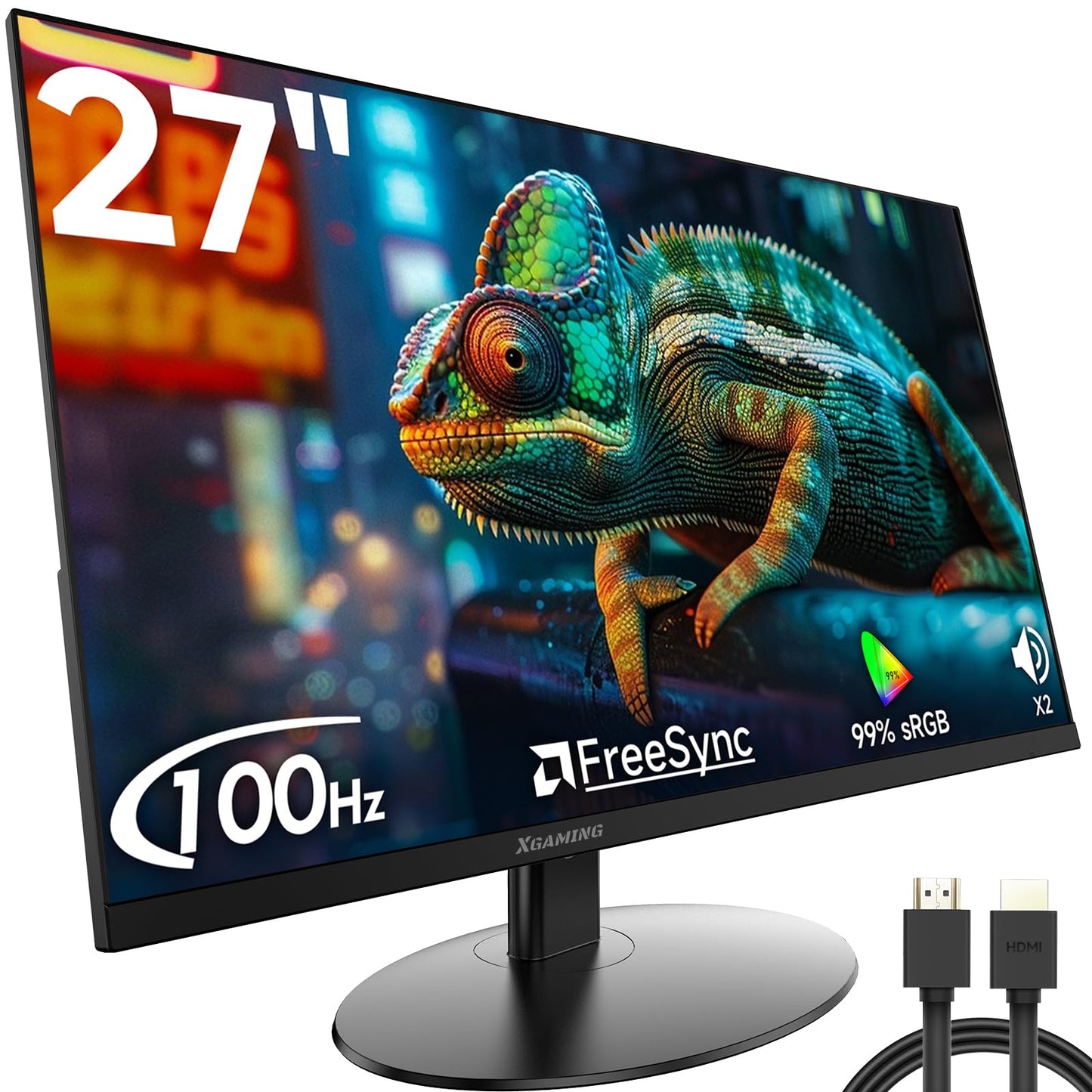 memzuoix 27 Inch Ultra-Thin Monitor with 3-Side Frameless Panel 1080P 100Hz 1ms MPRT Gaming Monitor with Audio Output Speakers 99% sRGB Eye Care HDMI VGA VESA and Tilt