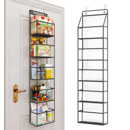 Fixwal Over The Door Hanging Pantry Organizer 5-Shelf Room Organizer with Clear Plastic Pockets Behind The Door Storage Organizer Large Capacity Organizer for Closet Bedroom Bathroom (Grey)