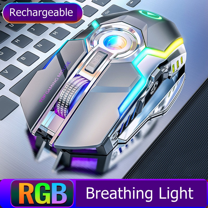 Silver Engraved A5 Rechargeable Wireless Gaming Mouse