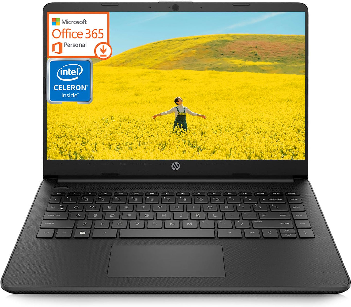 HP 14 Inch Thin and Light Laptop for Student and Business Intel Celeron N4120 12H Long Battery 16GB RAM 320GB Storage (64GB eMMC+256GB Micro SD) UHD Graphics Jet Black Win 11 Home S