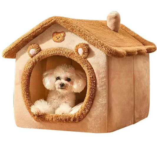 Cat & Dog Nest House | Soft Enclosed Pet Bed | Removable & Washable | Warm Winter Design | For Small Dogs, Cats & Teddy Breeds