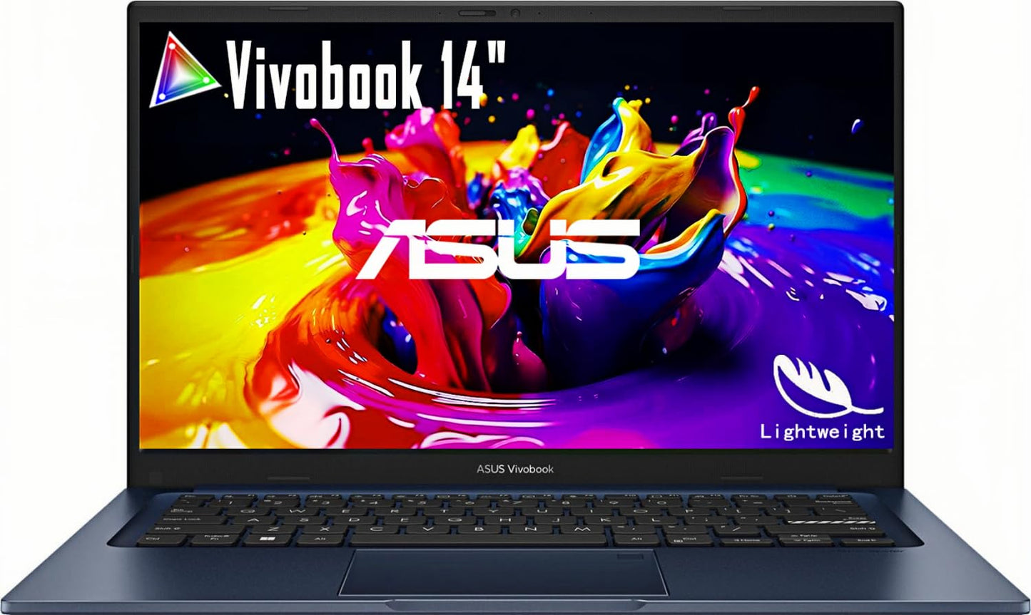 ASUS Vivobook 14" FHD Slim Laptop Intel 12th Gen i3-1215U Intel Iris Xe Graphics Bluetooth 5.3 Wi-Fi 6E Fingerprint Reader 720p Webcam USB Type C Windows11 S w/Mousepad (16GB RAM | 1TB SSD)