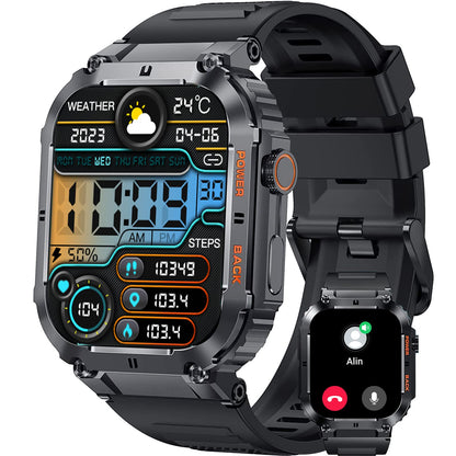 KACLUT Smart Watch100M Waterproof Rugged Military Smartwatch with Bluetooth Call(Answer/Dial Calls) 2-inch Utral Large HD Display 70 Days Extra Long Battery Life100+ Sports Modes Fitness Tracker