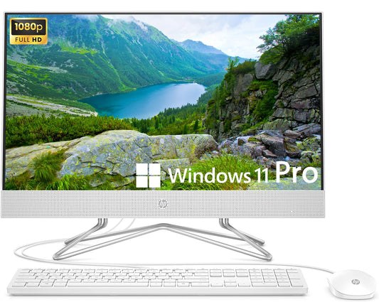 HP All-in-One Desktop | 21.5" FHD | Intel Celeron J4025 | 16GB RAM | 256GB SSD | Webcam | WiFi | Win11 Pro | White