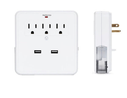 3-Outlet USB Wall Charger with Phone Stand