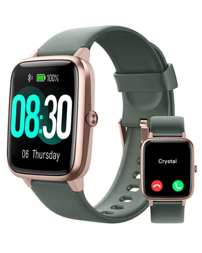GRV Smart Watch for iOS and Android Phones (Answer/Make Calls) Watches for Men Women IP68 Waterproof Smartwatch Fitness Tracker Watch with Heart Rate/Sleep Monitor Steps Calories Counter (Green Gold)