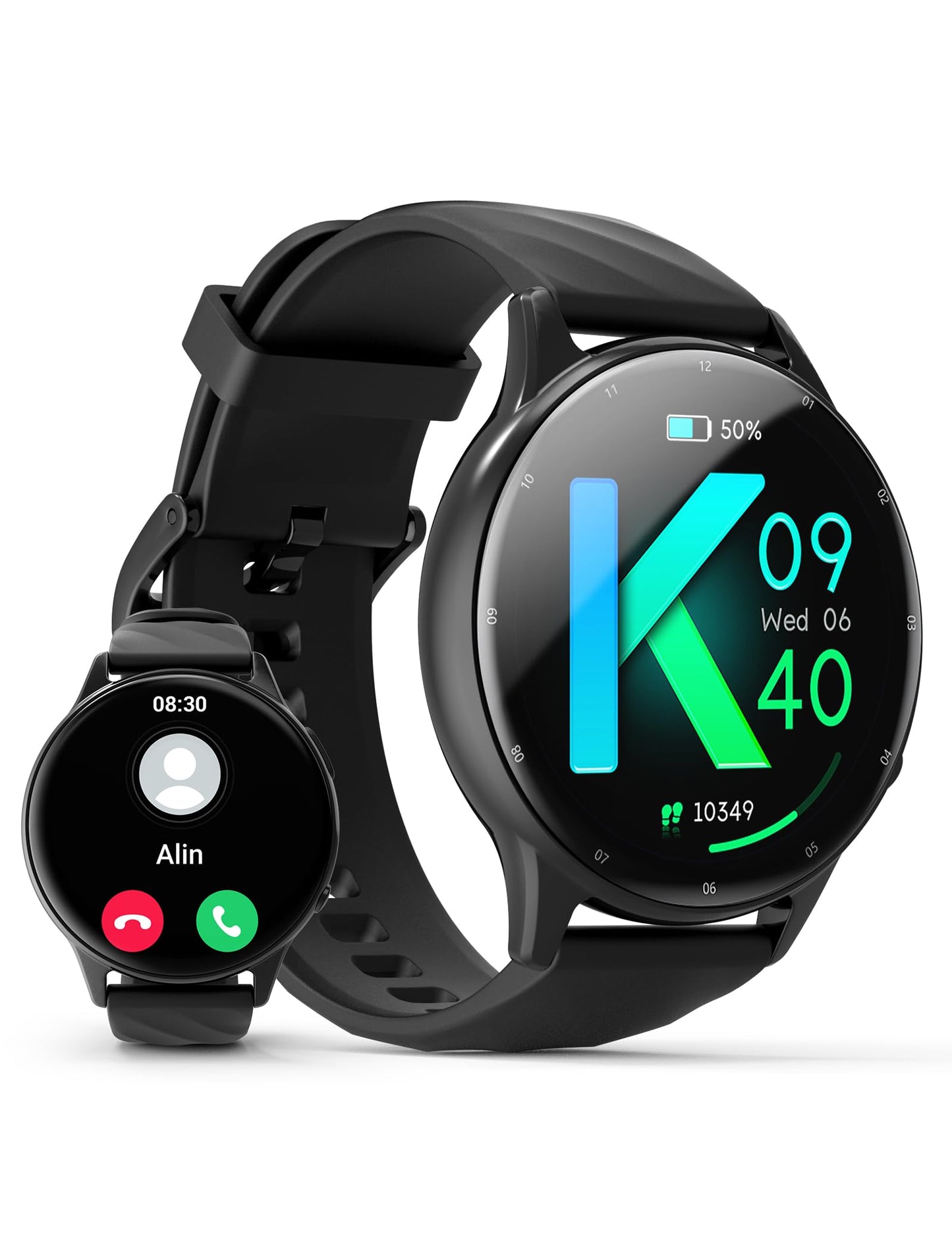 Kumi Smart Watch for Men Women 1.39" Smartwatch for Android & iOS Answer/Make Call Voice Assistant IP68 Waterproof Fitness Activity Tracker 100+ Sport Modes Heart Rate and Sleep Monitor Black