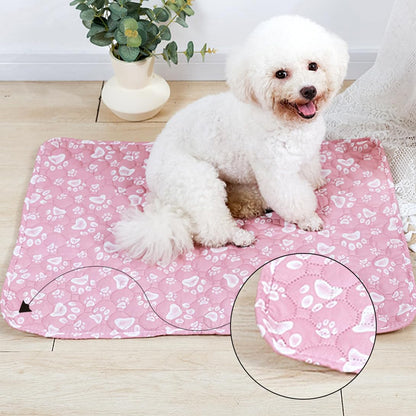 Koonafy 2 Pack Premium Pet Pee Pads Reusable Pet Pee Pads Washable Pee Pads Absorbent Waterproof Pee Pads with Pink Paw Print Pattern Suitable for Sofa Potty Training (60*45*0.5cm)
