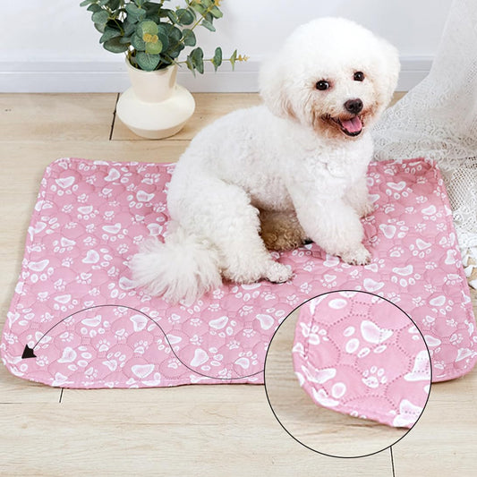 Koonafy 2 Pack Premium Pet Pee Pads Reusable Pet Pee Pads Washable Pee Pads Absorbent Waterproof Pee Pads with Pink Paw Print Pattern Suitable for Sofa Potty Training (60*45*0.5cm)