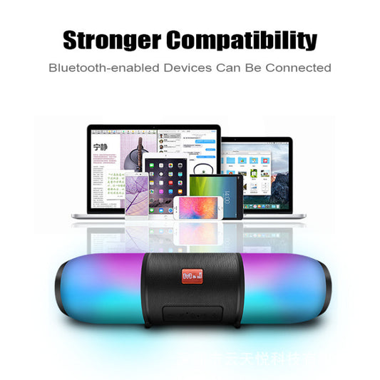 Waterproof Bluetooth Speaker – Dual Speakers, FM, BT 5.0, 10hr, Color Lights, Black/Red