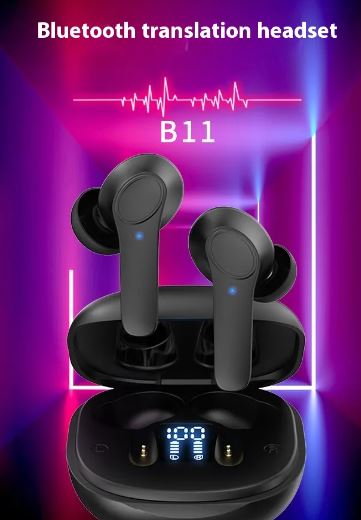 Wireless Bluetooth Translator – Real-Time Translation, Touch Control, Calls & Music, Black/White