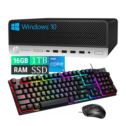 HP ProDesk 600G3 SFF Home and Business Desktop Intel Core i5-7500 Up to 2.2 GHz 16GB RAM 1TGB SSD Wired Keyboard 4K Support WiFi Bluetooth Windows 10 Pro (Renewed)