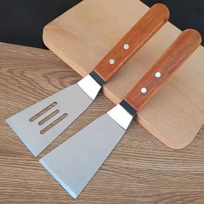 Wooden Handle Stainless Steel Frying and Pizza Shovel