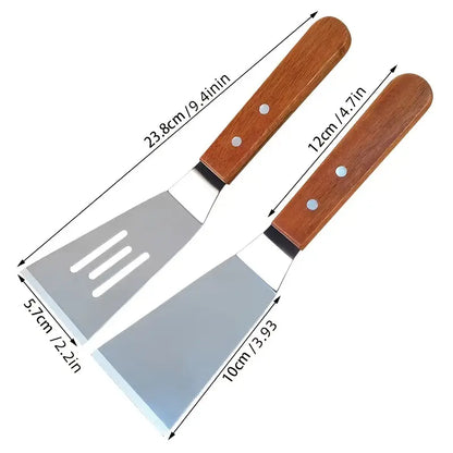 Wooden Handle Stainless Steel Frying and Pizza Shovel