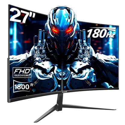 Gawfolk 27 inch Curved Gaming Monitor144Hz/180Hz PC Monitor Full HD 1080P Frameless 1800R Computer Display with FreeSync & Eye-Care Technology Wall Mountable DP HDMI Port (Black)