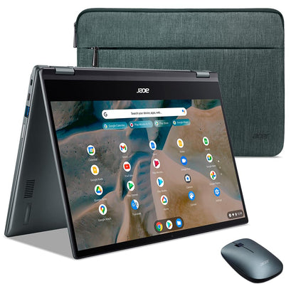Acer Chromebook Spin 514 CP514-1H-R0VX Laptop | AMD Ryzen 3 3250C | 14" FHD IPS Touch Display | 8GB DDR4 | 64GB eMMC | Wi-Fi 5 | HD Webcam | Backlit Keyboard | Chrome OS | Sleeve | Mouse | Green