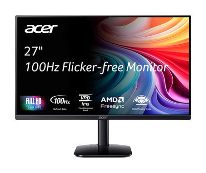Acer KB272 E0bi 27" IPS Full HD (1920 x 1080) Zero-Frame Gaming Office Monitor AMD FreeSync Technology Up to 100Hz Refresh 1ms (VRB) Low Blue Light Tilt HDMI & VGA Ports