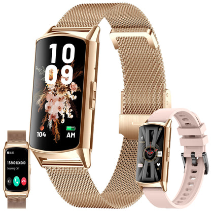 Smart Watch (Answer/Make Calls) for Women 1.58" AMOLED Smartwatch for Android iPhone Activity Tracker with Blood Pressure Heart Rate Sleep SpO2 Monitor 100+ Sports IP68 Fitness Tracker (Gold)