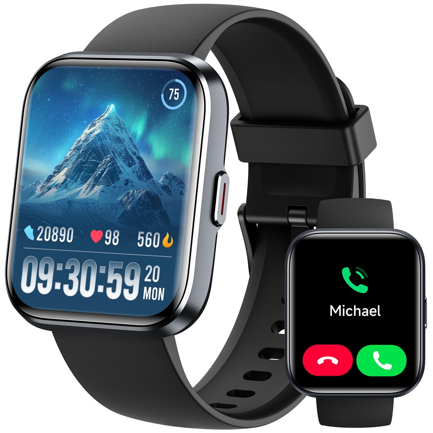 Gydom Smart Watches for Men Women Android & iPhone 1.8 Alexa Built-in Smartwatch with Bluetooth Calls Heart Rate/Sleep/SpO2 Monitor IP68 Waterproof Activity Fitness Tracker with 110+ Sports Modes