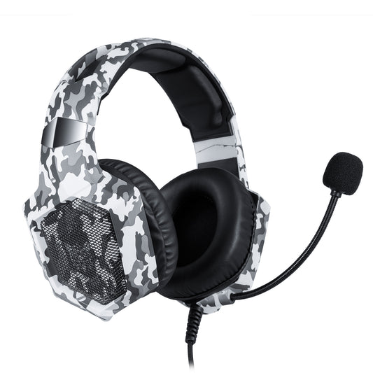 ONIKUMA K8 Camouflage Wired Gaming Headset | Built-in Mic | Lightweight | Snow & Green Camo