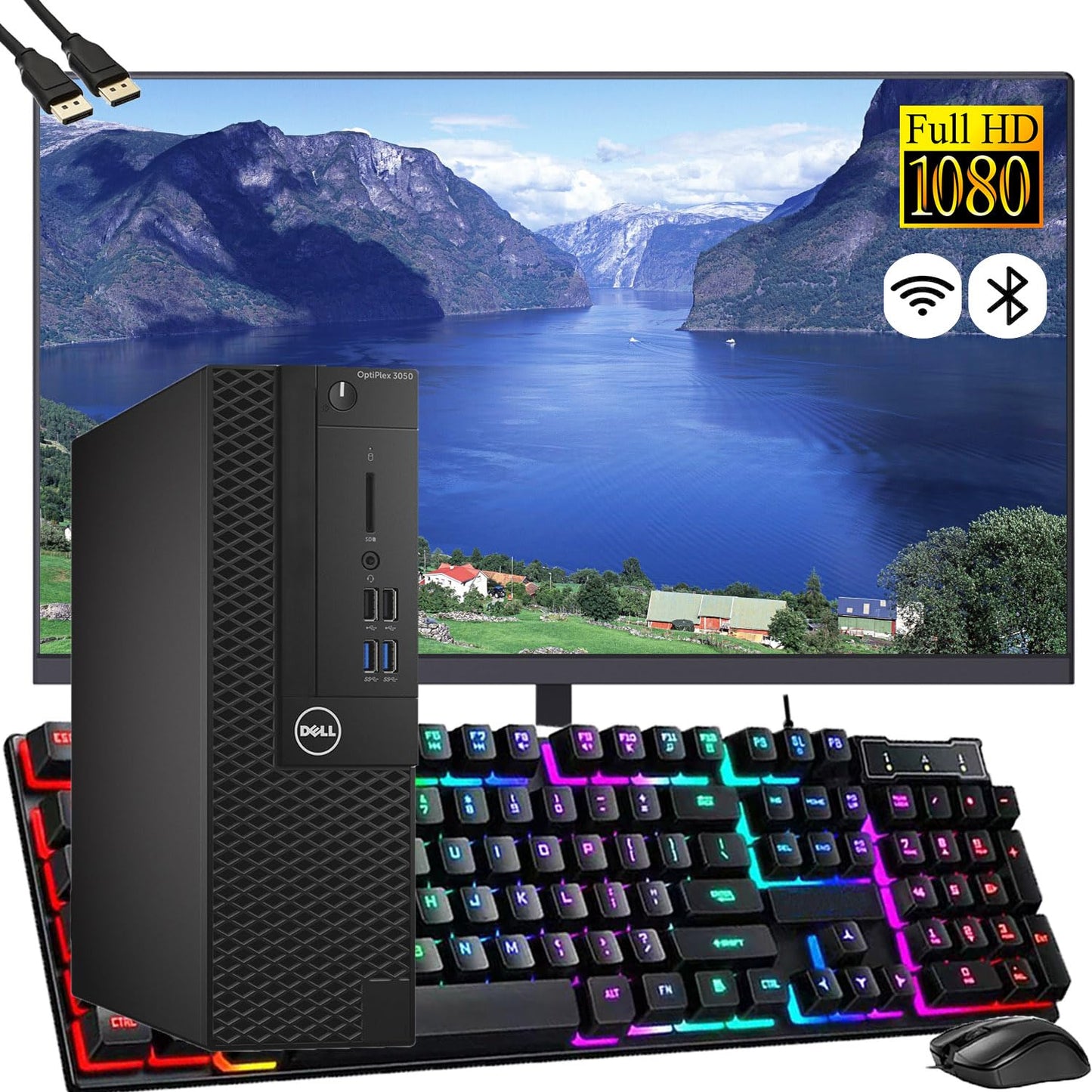 DELL OptiPlex 3050 SFF Desktop Computer with 24" FHD Monitor Intel Core i5-7500T 16GB DDR4 RAM 512GB SSD WiFi Bluetooth Windows 10 Pro (Renewed)