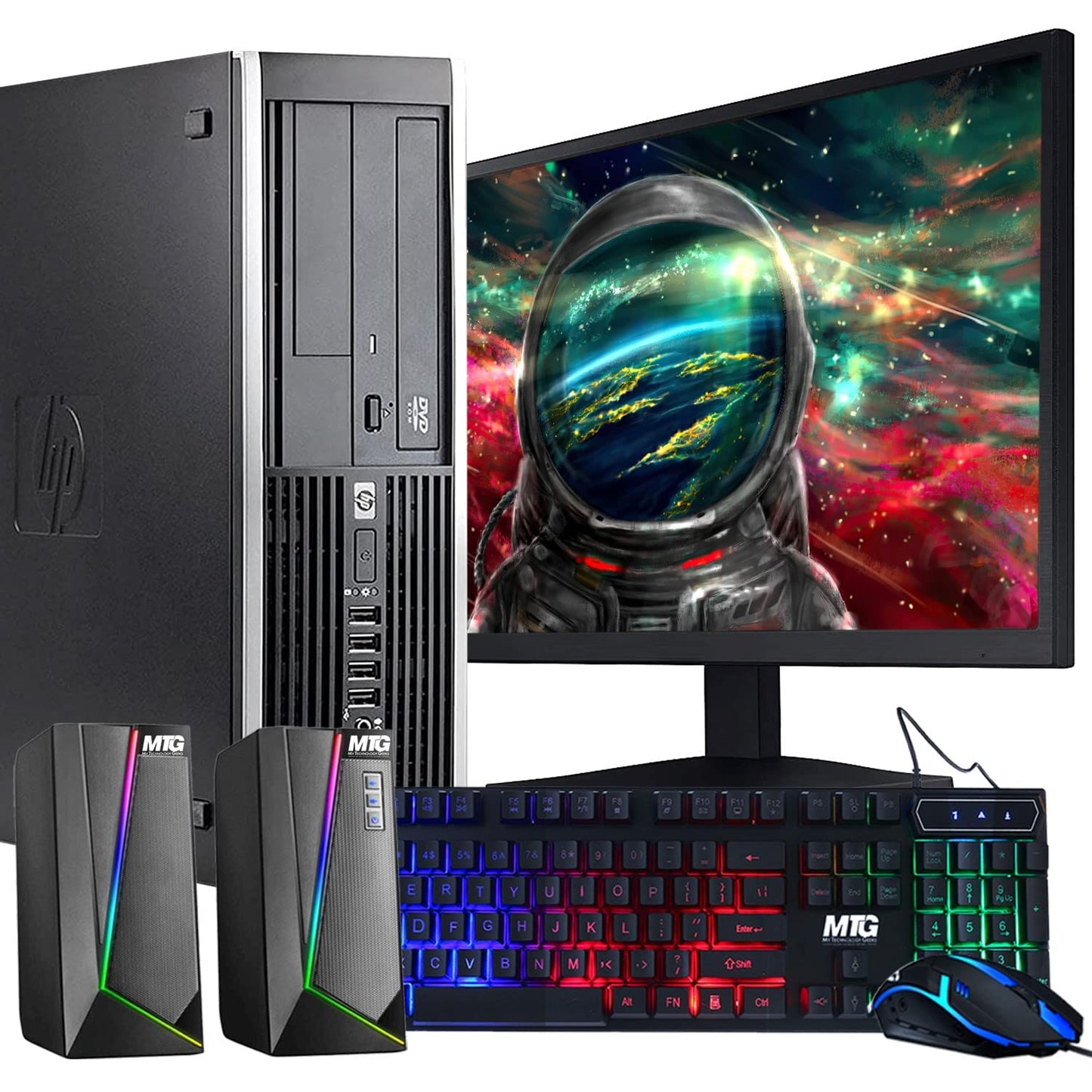 HP Elite Desktop Computer PC 3.1 GHz Intel Core i5 8GB RAM 500GB HDD MTG 22 inch LED Monitor RGB Speaker and Keyboard Mouse WiFi Windows 10 Pro (Renewed)