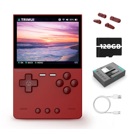 Trimui Brick Retro Game Console 3.2-Inches 1024x768 IPS Screen Built-in 128G TF Card Video Gaming Consoles 3000mAh Lithium Battery Supports Multiple Simulators Casual Game Console(Red)