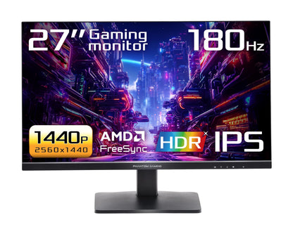 ASRock 27-inch 180Hz Gaming Monitor 1ms VESA DisplayHDR 400 Flicker Free & Low Blue Light Technology DisplayPort HDMI AMD FreeSync Build-in Speakers Eye Care Tilt Adjustment (PG27QFT1B)