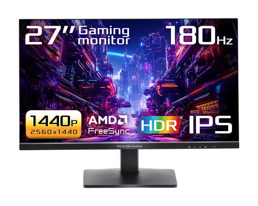 ASRock 27" QHD Gaming Monitor | 180Hz | 1ms | FreeSync | HDR400 | Built-in Speakers | Eye Care | HDMI & DP
