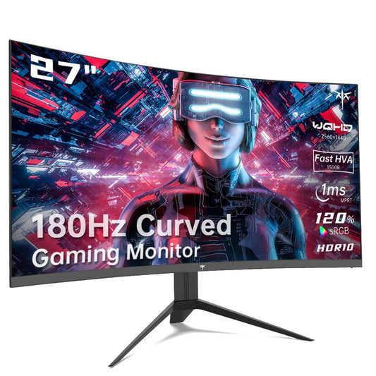 KTC 27" QHD Curved Gaming Monitor | 180Hz | 1ms | FreeSync Premium | G-Sync | 120% sRGB | HDR10