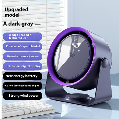 Desktop Air Purifier Fan with Digital Display – Leafless Circulation Cooler