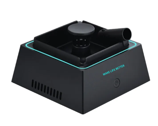 Intelligent Smokeless Electronic Ashtray with Air Purifier – ABS, 14×14×7.8cm, Black/White