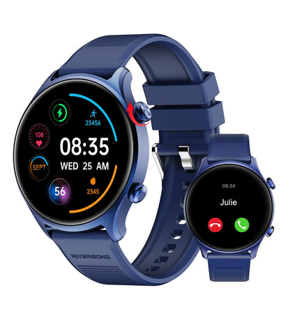 RIVERSONG Smartwatch for Men Women (Answer/Make Call) 1.52" Fitness Watch with Monitor Tracker for Health Fitness (Heart Rate/Sleep/Blood Oxygen) AI Voice Smart Watch for Android iPhone Navy Blue
