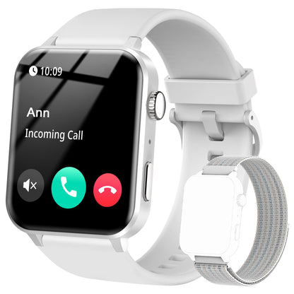IOWODO Smart Watch for Men Women - 1.85HD Screen with Make and Answer Calls with AI Voice Assistant SpO2/Heart Rate/Sleep Monitor 100+ Sports Modes Smartwatch for Android and iOS (2 Straps)