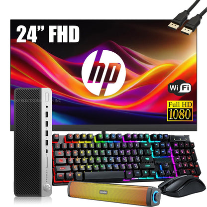 HP ProDesk 600 G4 SFF Desktop Computer with 24" FHD Monitor PC Set Intel Core i3-810016GB DDR4 RAM 512GB SSD Keyboard & Mouse WiFi Bluetooth DP Cable Windows 10 Pro(Renewed)