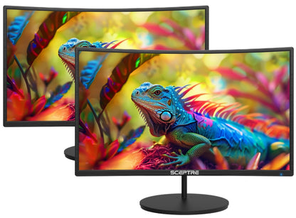 Generic 2X Pack - Curved 27 Inch Monitor FHD 100Hz Computer Monitor HDMI X2 VGA R1500 1ms 100% sRGB Build-in Speakers VESA Mount Tilt Professional and Gaming Monitor – Machine Black 2X Pack