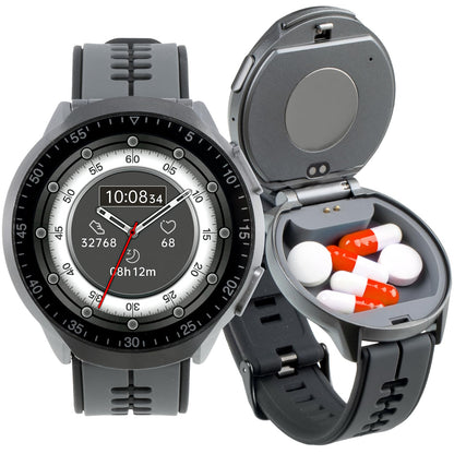 KANGYAN Smart Watch Pill Box Fitness Smartwatch with Bluetooth Call for Men Water Resistant Pill Organizer for Emergency Pill Case for Emergency Small Pill Container for Vitamin Fish Oil