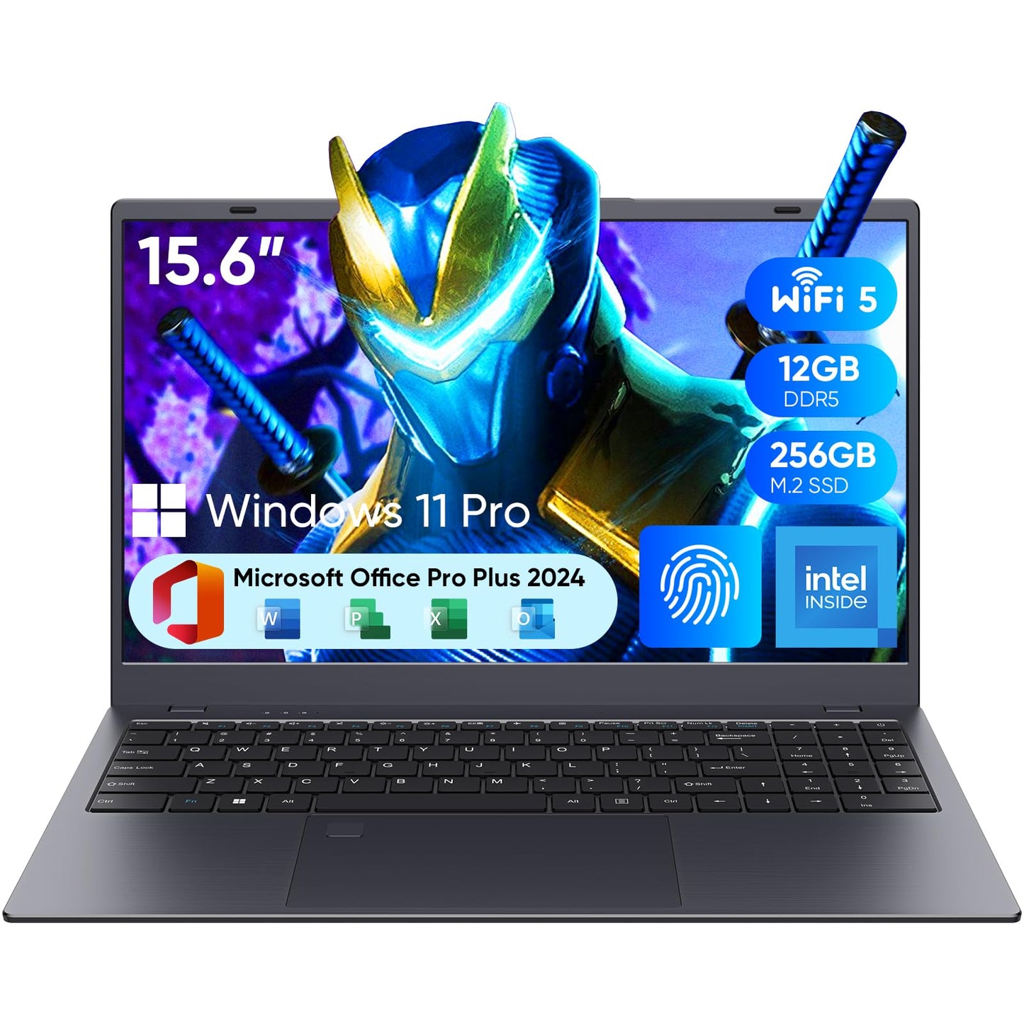 Coolby 15.6inch Windows 11 Laptop 12GB RAM/256GB SSD 1920x1080 IPS Display Intel N95(Beats N5095) Quad Core Laptop Computer Support Fingerprint WiFi 5 BT