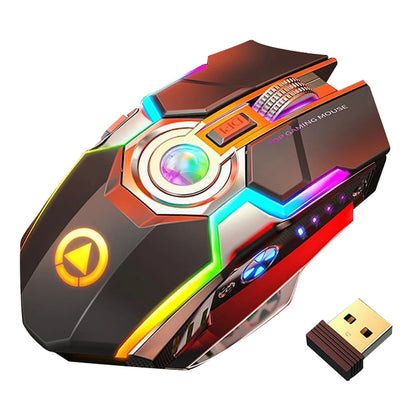 Silver Engraved A5 Rechargeable Wireless Gaming Mouse