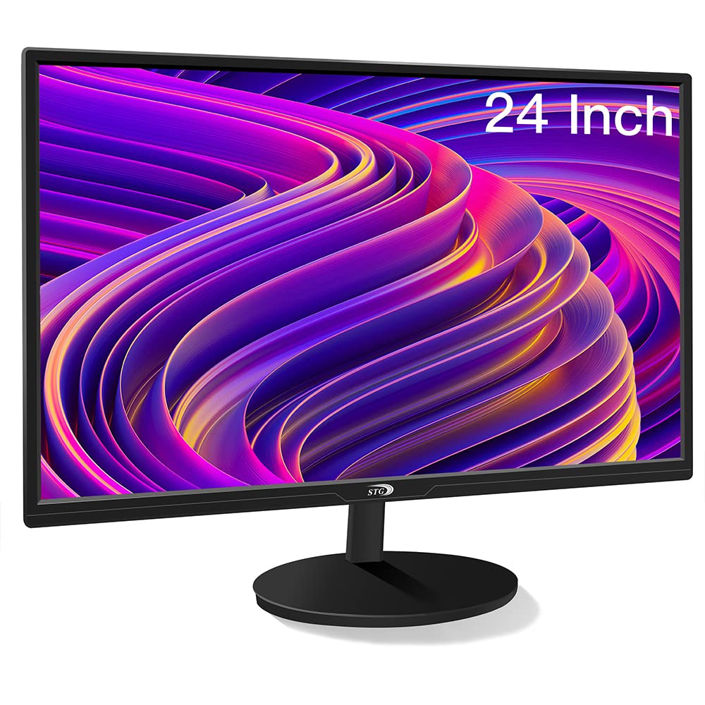 STGAubron 24 Inch Gaming Computer Monitor FHD 1920 x 1080P Office PC LED Display 99% sRGB HDMI VGA Ergonomic Tilt Adjustment